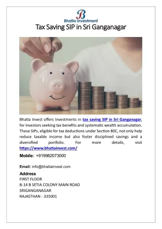 tax saving sip in sri ganganagar tax saving