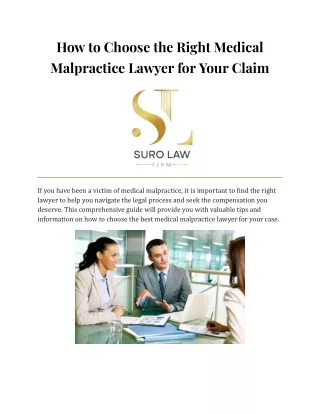 How to Choose the Right Medical Malpractice Lawyer for Your Claim