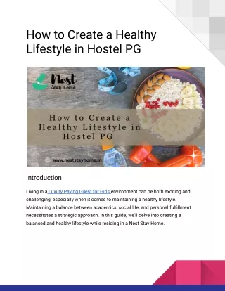 how to create a healthy lifestyle in hostel pg