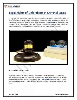 Legal Rights of Defendants in Criminal cases