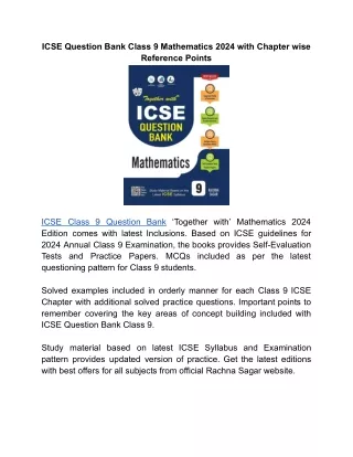 icse question bank class 9 mathematics 2024 with