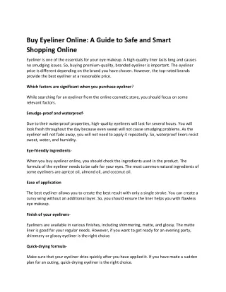 Buy Eyeliner Online: A Guide to Safe and Smart Shopping Online