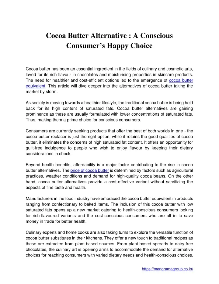 cocoa butter alternative a conscious consumer