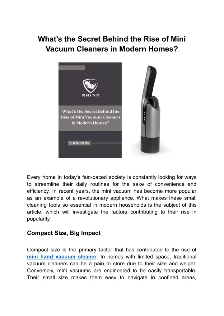 what s the secret behind the rise of mini vacuum