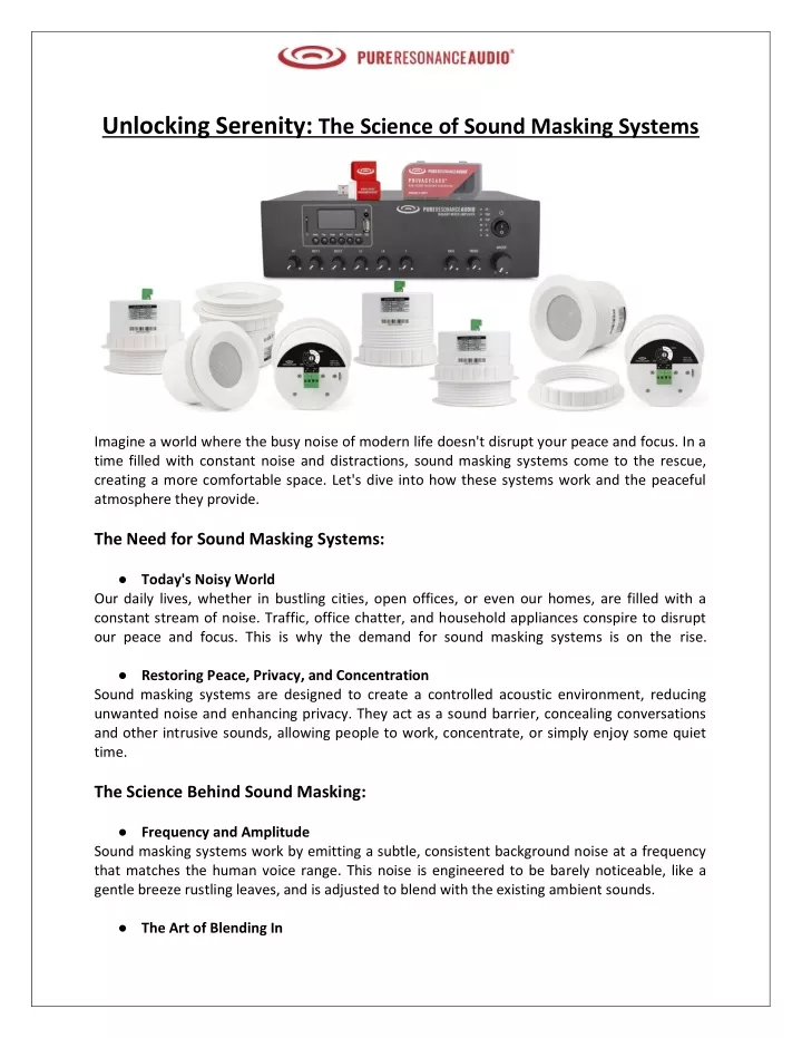 unlocking serenity the science of sound masking