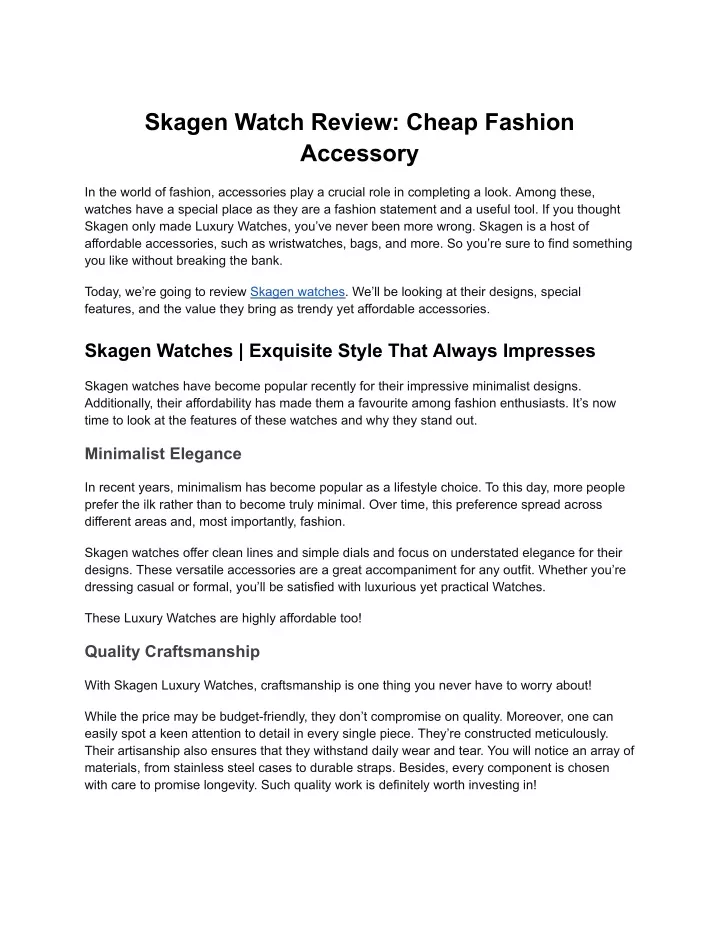 skagen watch review cheap fashion accessory