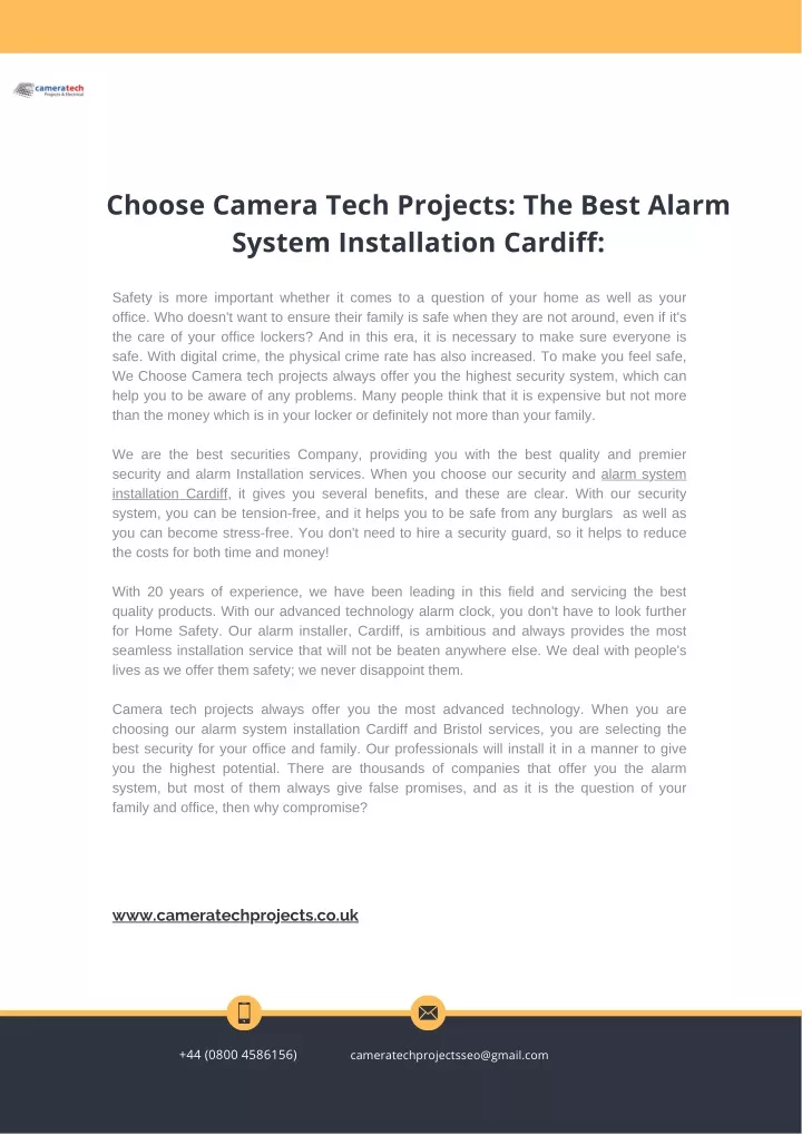 choose camera tech projects the best alarm system