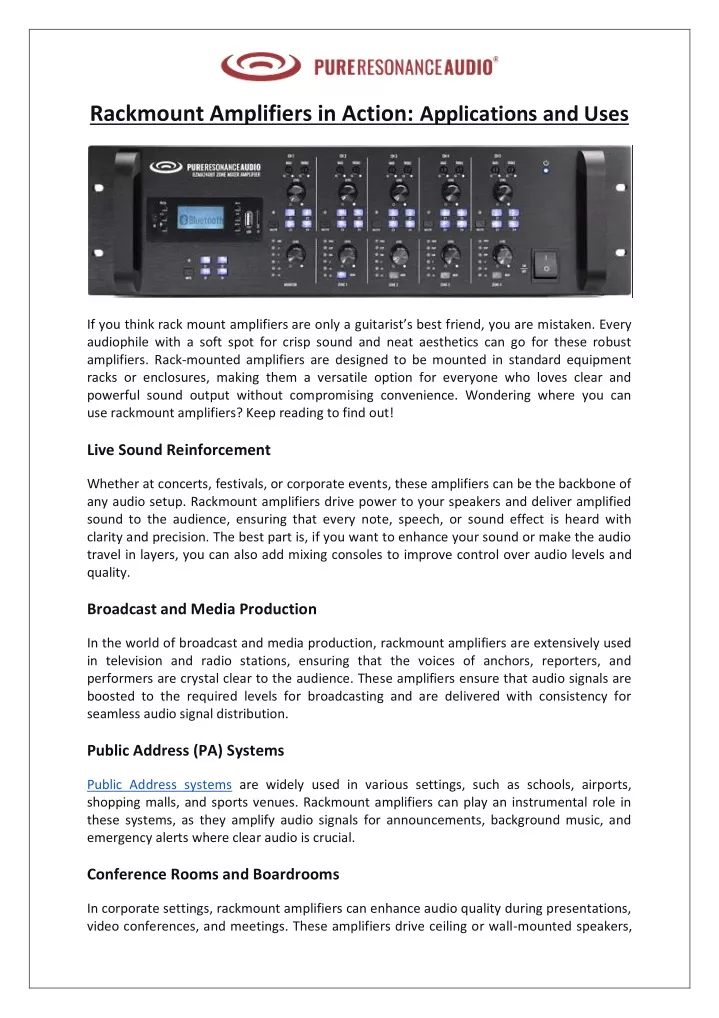 rackmount amplifiers in action applications