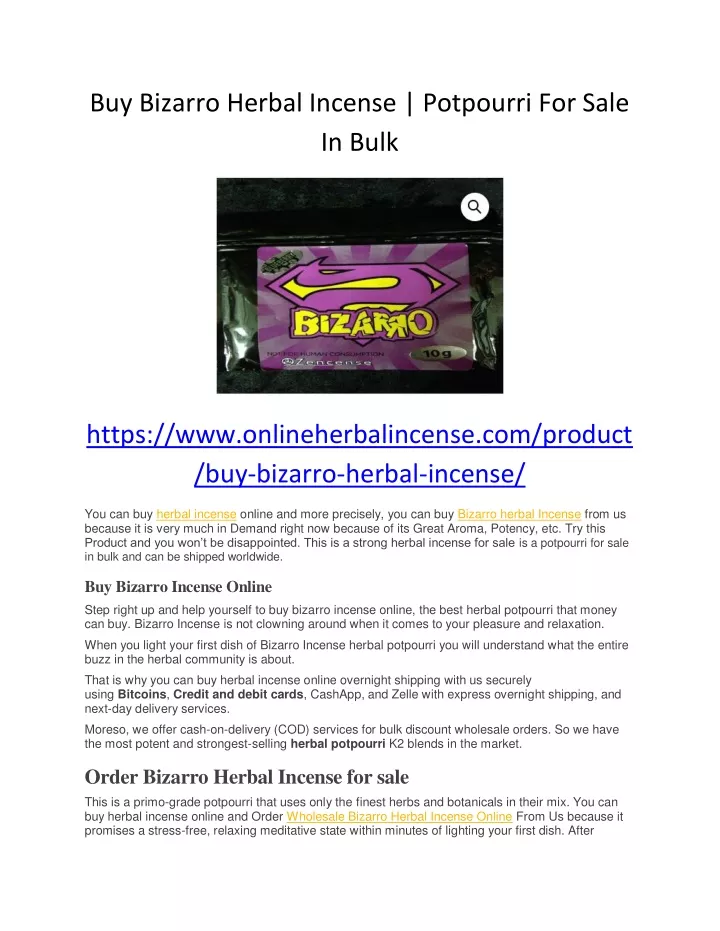 buy bizarro herbal incense potpourri for sale