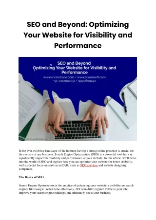 SEO and Beyond Optimizing Your Website for Visibility and Performance
