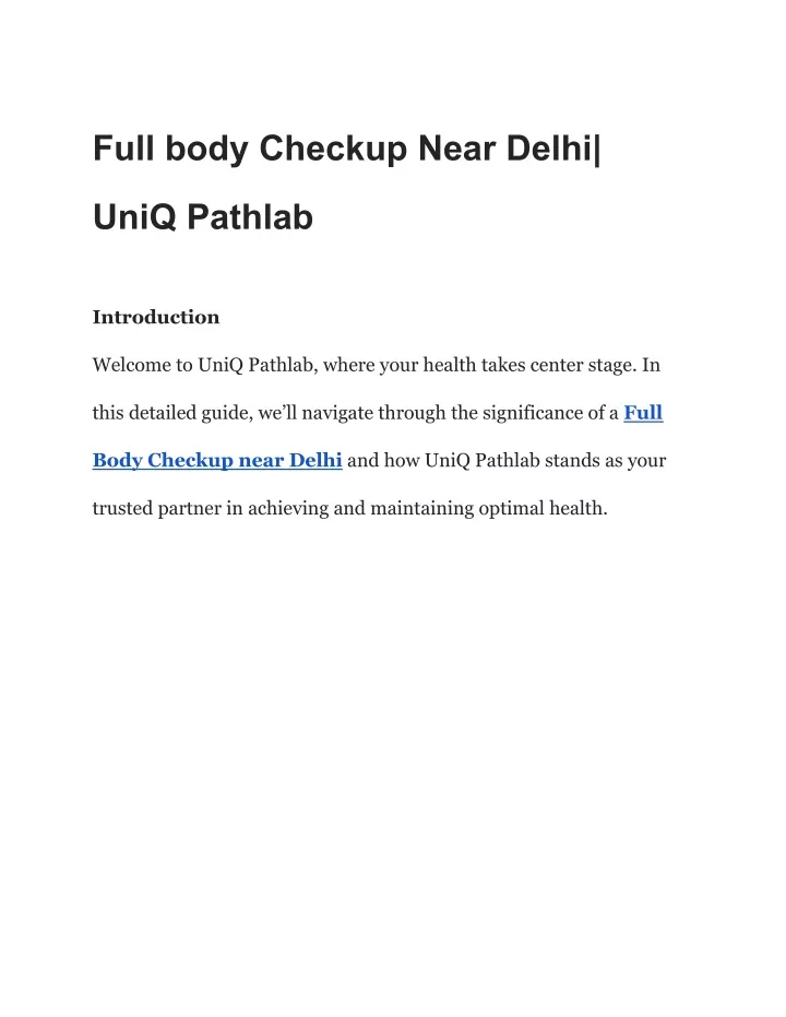 full body checkup near delhi