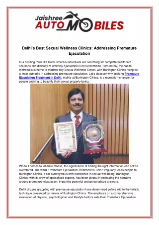 Delhis Best Sexual Wellness Clinics Addressing Premature Ejaculation