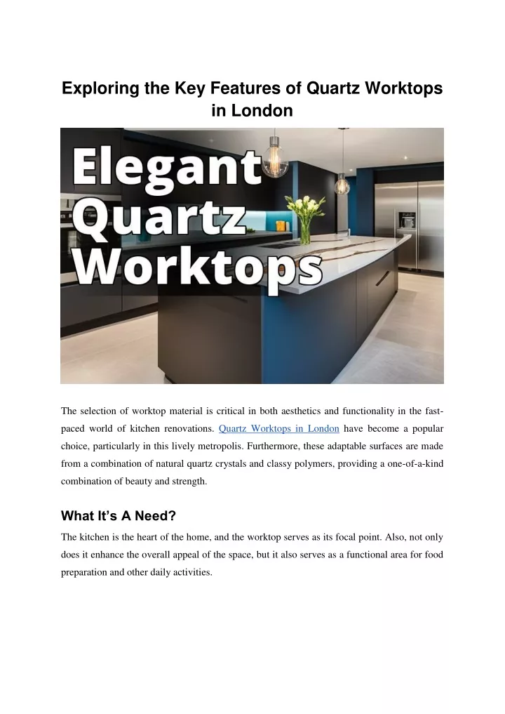 exploring the key features of quartz worktops