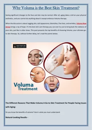 Why Voluma is the Best Skin Treatment