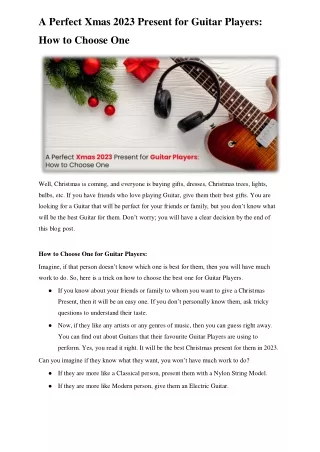 A Perfect Xmas 2023 Present for Guitar Players: How to Choose One