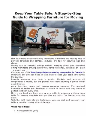 Keep Your Table Safe A Step-by-Step Guide to Wrapping Furniture for Moving