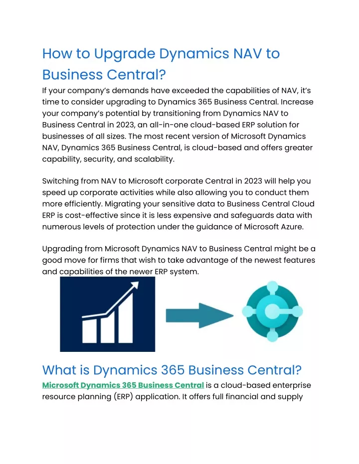 how to upgrade dynamics nav to business central