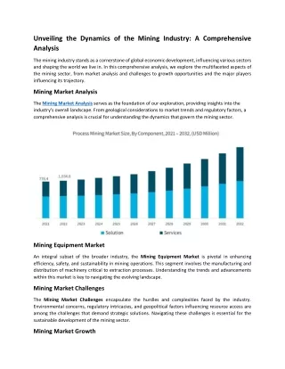 unveiling the dynamics of the mining industry