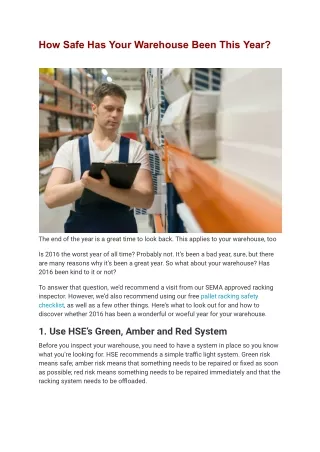 how safe has your warehouse been this year