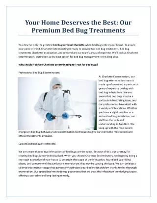 Your Home Deserves the Best Our Premium Bed Bug Treatments