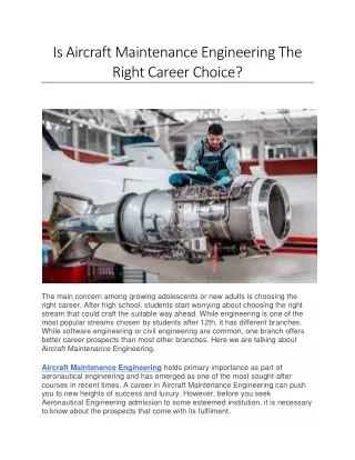 Is Aircraft Maintenance Engineering The Right Career Choice