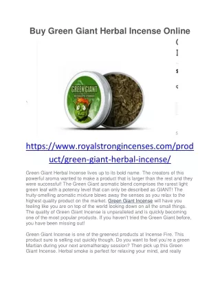 Buy Green Giant Herbal Incense Online