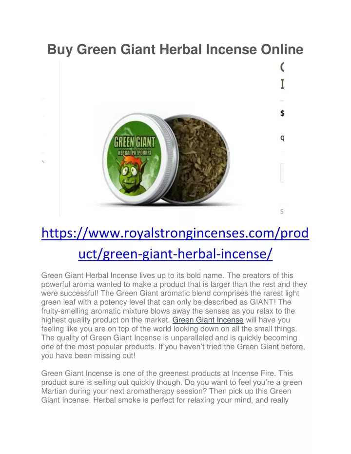 buy green giant herbal incense online