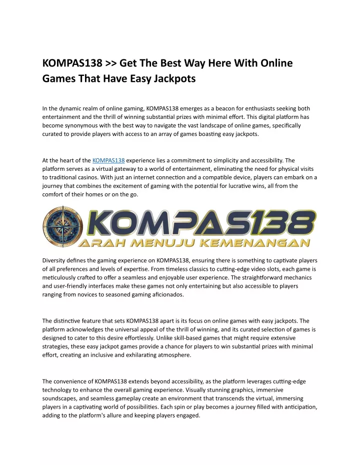 kompas138 get the best way here with online games