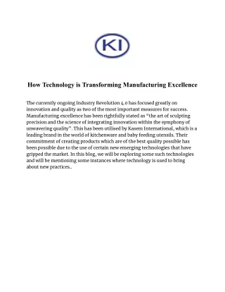 How Technology is Transforming Manufacturing Excellence
