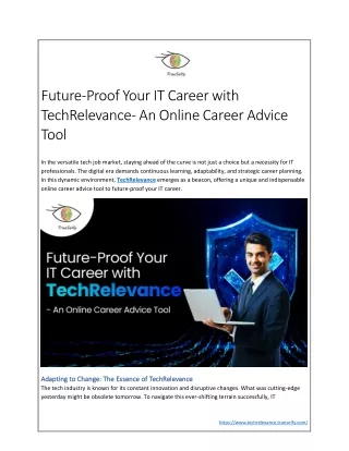 Future-Proof Your IT Career with TechRelevance- An Online Career Advice Tool