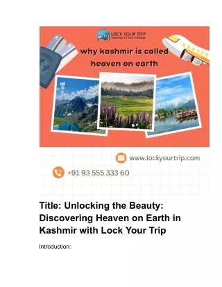 Title_ Unlocking the Beauty_ Discovering Heaven on Earth in Kashmir with Lock Your Trip