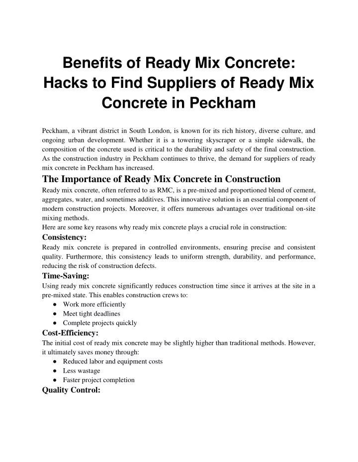 benefits of ready mix concrete hacks to find