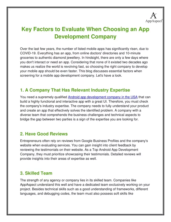 key factors to evaluate when choosing