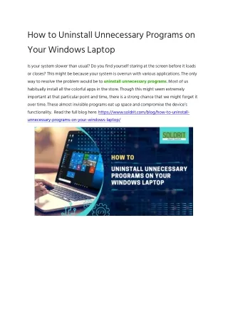 How to Uninstall Unnecessary Programs on Your Windows Laptop