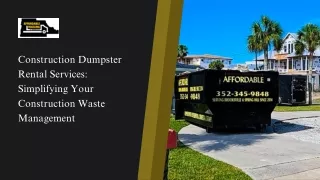 Construction Dumpster Rental Services and It's Importance In Waste Disposal