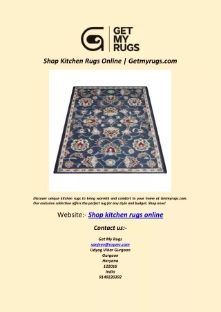Shop Kitchen Rugs Online  Getmyrugs.com