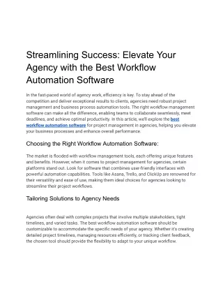 Streamlining Success_ Elevate Your Agency with the Best Workflow Automation Software