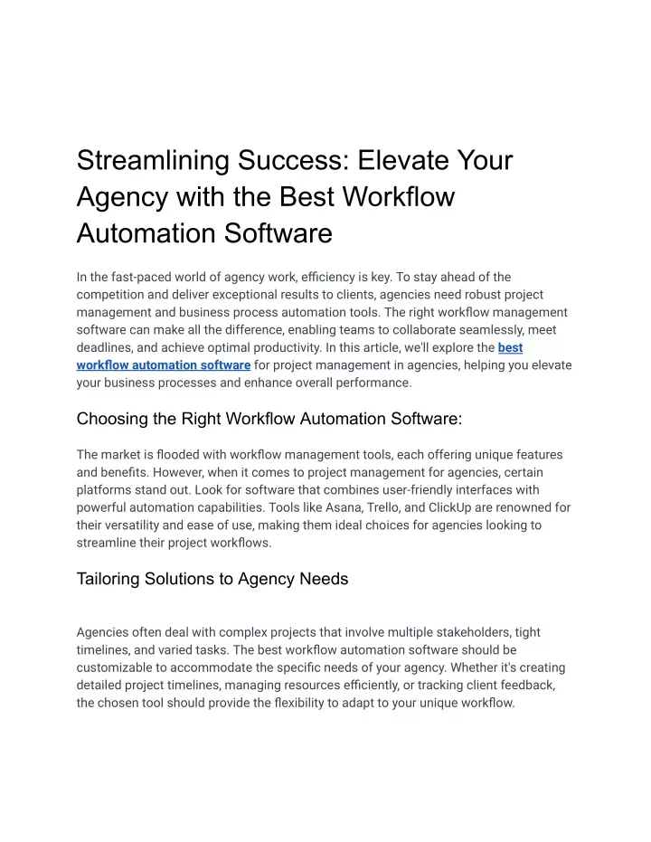 streamlining success elevate your agency with