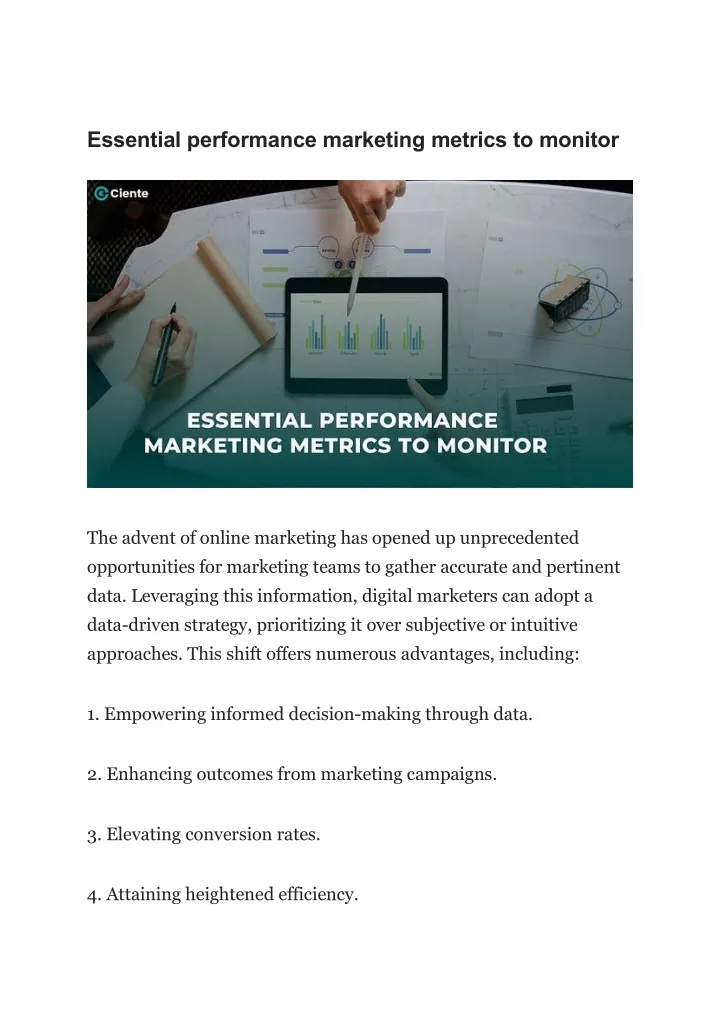 essential performance marketing metrics to monitor