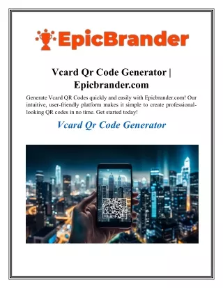 Vcard Qr Code Generator  Epicbrander