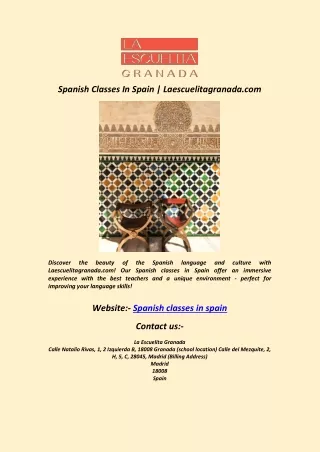 Spanish Classes In Spain  Laescuelitagranada.com