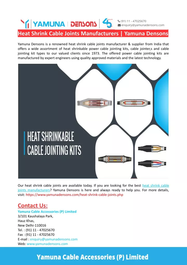 heat shrink cable joints manufacturers yamuna