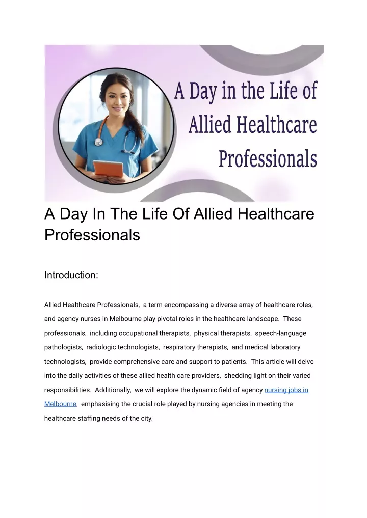 a day in the life of allied healthcare