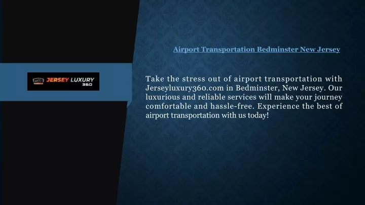 airport transportation bedminster new jersey