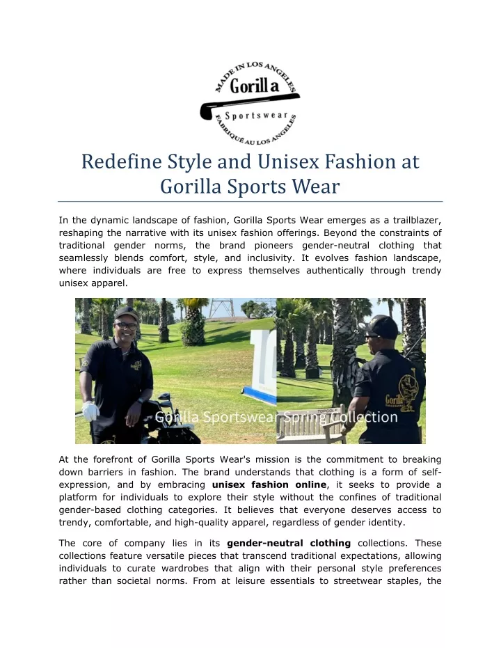 redefine style and unisex fashion at gorilla