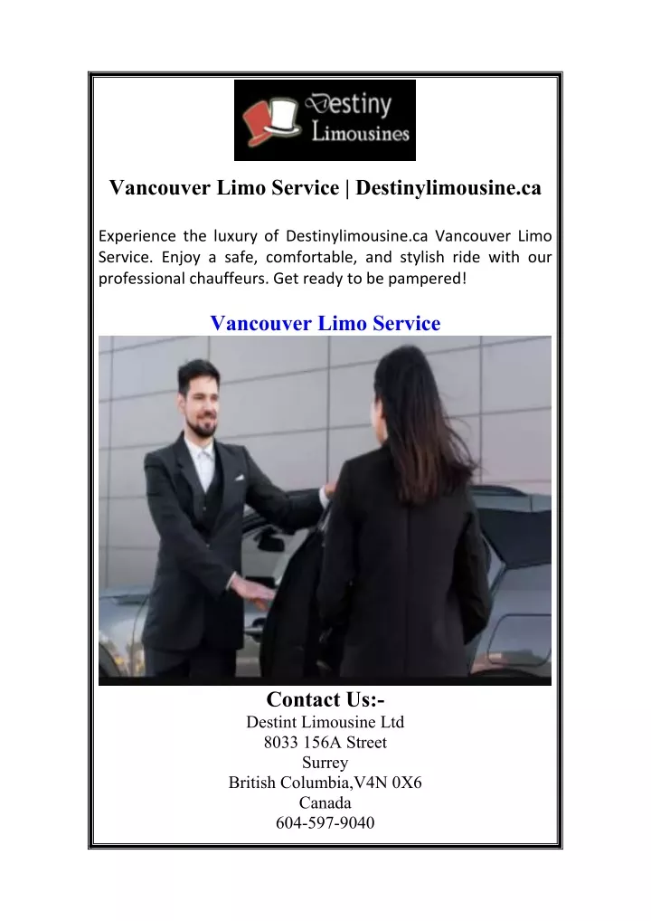 vancouver limo service destinylimousine ca