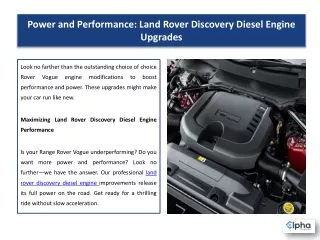 Power And Performance  Land Rover Discovery Diesel Engine Upgrades