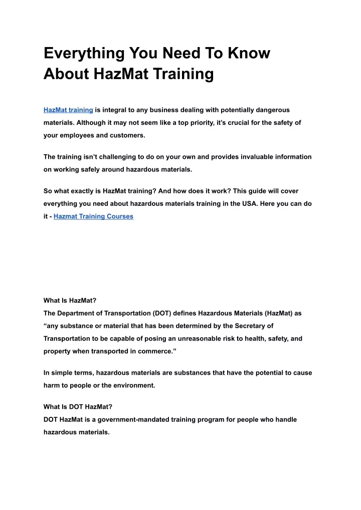 everything you need to know about hazmat training