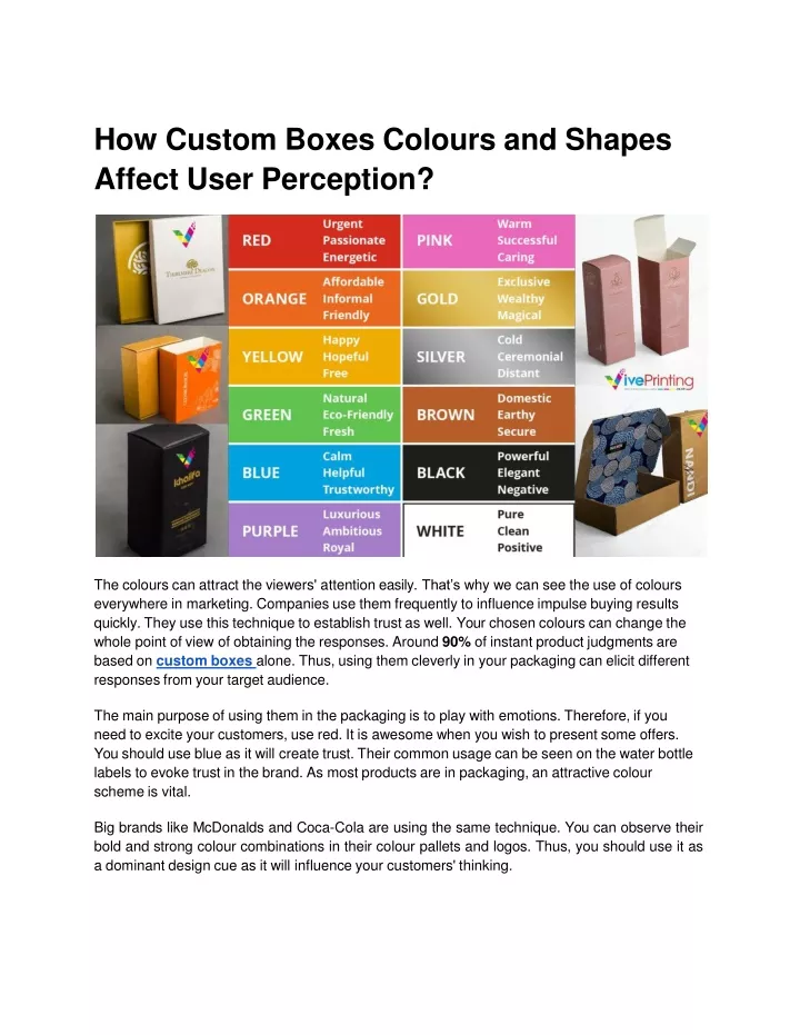 how custom boxes colours and shapes affect user perception