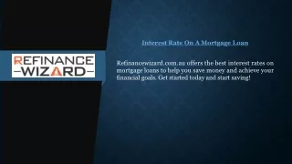 Interest Rate On A Mortgage Loan Refinancewizard.com.au